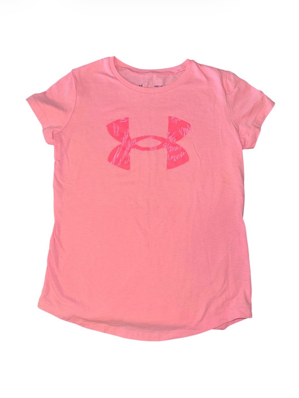 Under Armour Pink Short Sleeve Tee with Graphic Logo youth M